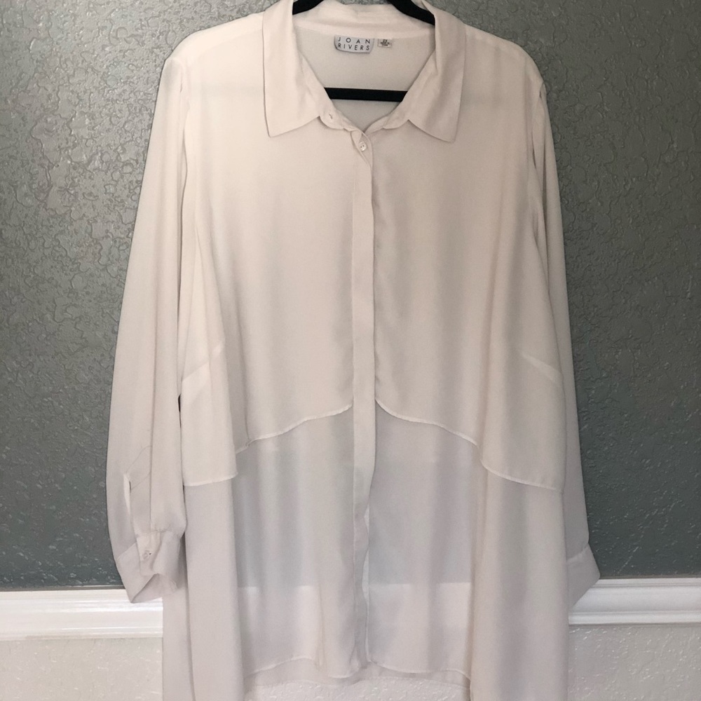 White sheer button down